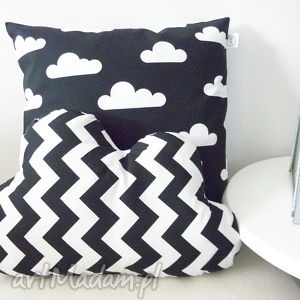 handmade poduszki poduszka chmurka czarno-biała zygzak