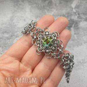Bransoletka chainmaille - mistyczny kryształ Swarovskiego