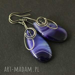 Kolczyki Asya - agat i oksydowane srebro, z agatem