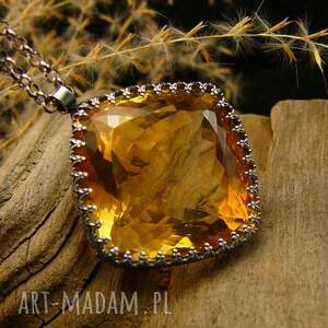 naszyjnik słoneczny - cytryn srebro wisior, srebrny, srebrnym, nehesi