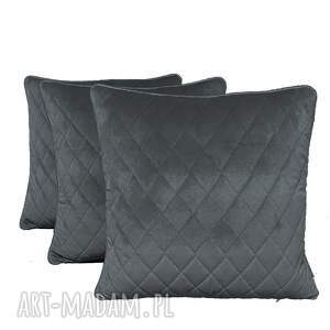 ręcznie robione poduszki velvet komplet 3 poduszek szare 45x45cm