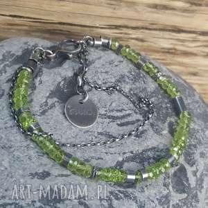 handmade bransoletka srebrna z peridotami