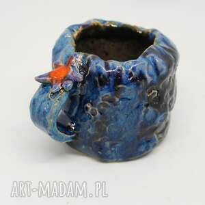 kubki piękny ceramiczny kubek z kwiatkiem ceramika rękodzieło handmade