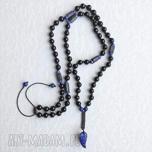 WING: lapis lazuli, onyks, turmalin: supełkowany: skrzydło anioła