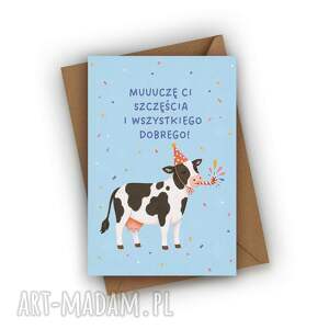 Kartka urodzinowa z krową - muuuczę ci szczęścia