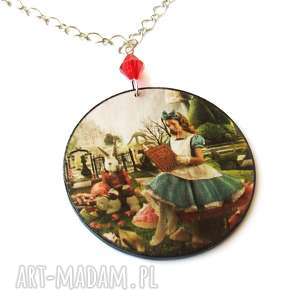 handmade naszyjniki alicja w krainie czarów - naszyjnik decoupage duży