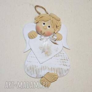 handmade dla dziecka dla maksia - anioł z dedykacją, na szczęcie, z masy solnej
