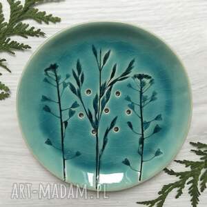 handmade ceramika mydelniczka z roślinami