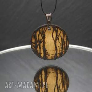 pomysł na prezent święta Drewniany wisiorek - Las - ręcznie wypalany