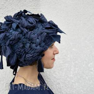 artystyczna Afro - wytkana ręcznie na krośnie - ciepła czapka