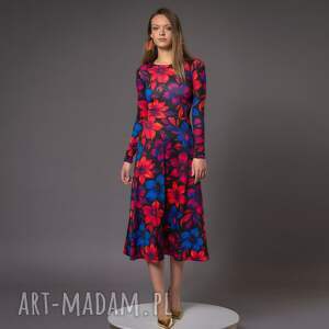 sukienka basic - sara flower power, efektowna, w kwiaty, wygodna, oryginalna