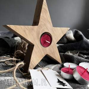 dekoracje świąteczne drewniany świecznik świąteczny - gwiazdka gwiazda