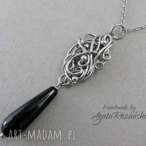 wisorek z onyksem, wire wrapping, stal chirurgiczna, wisiorek, wisior