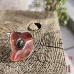 Czerwony pierścionek ceramiczny handmade - regulowany