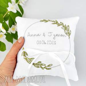 personalizowana poduszka ślubna, prezent z ślubny, haftowana