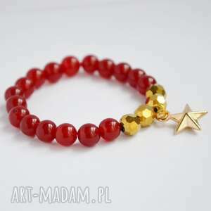 ręcznie zrobione bracelet by sis: gwiazdka w czerwonym jadeicie