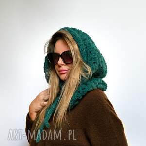 balaclava alpaka i jedwab handmade, ręcznie szydełkowana zimowa kominiarka