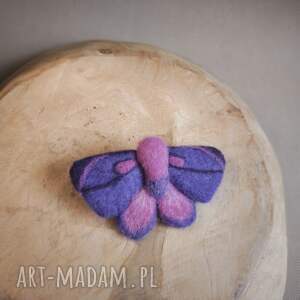 ćma ametystowa - broszka filcowana, ćma, motyl, biżuteria owady prezent