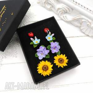 bloomingclayjewelry zestaw kolczyków typu sztyft z gliny polimerowej