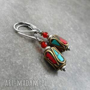 Prezent walce w stylu etno 925, srebro, srebrne kolczyki