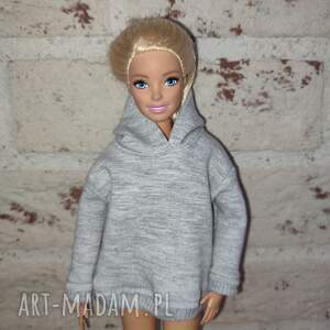 bluza z kapturem dla lalki barbie, zebra kangurka