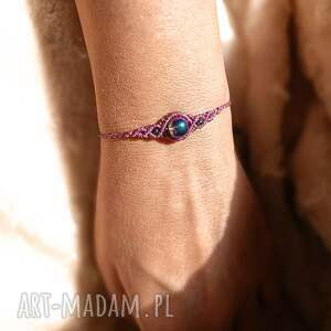 uno kryształ górski w makramie bransoleta pleciona mikro makrama kamienie