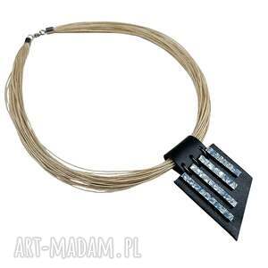 PMPB-Style, Sznurkowy naszyjnik ze skórzaną zawieszką czarno-niebieską, naszyjnikz, z przywieszką