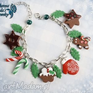 poliglinka design świąteczna bransoletka ciastka pierniczki gingerbread man