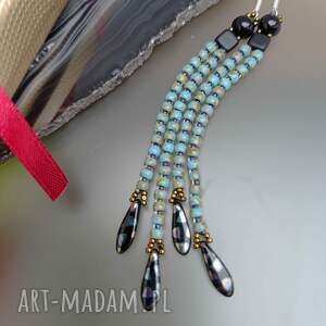 Kolczyki Turkusowo Czarne Długie 25.49, nitki