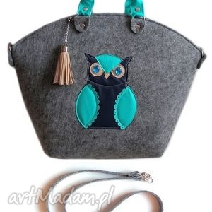 ręcznie wykonane torebki big blue owl bag