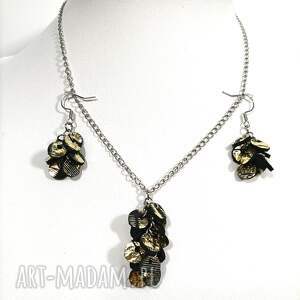 Zestaw kolczyki i naszyjnik z naturalnej skóry i stali szlachetnej