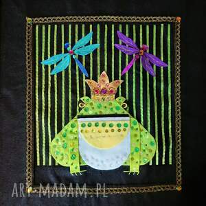 ręcznie wykonane pokoik dziecka tkaninowy obraz z żabim królem