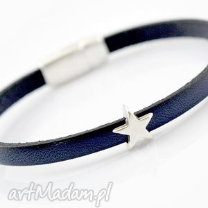 beezoo bransoletka skórzana magnetoos minimal navy star, gwiazdka cyna