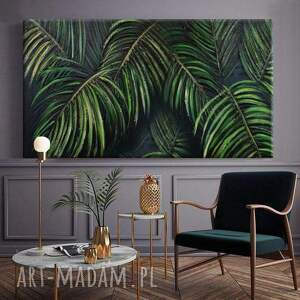 palmera - obraz z wyrzeźbionym w strukturze motywem liści tropikalnych w kolorze