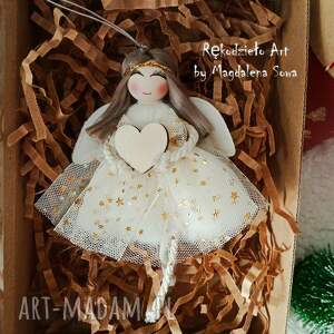 z serduszkiem, aniołek zawieszka - Dekoracje świąteczne