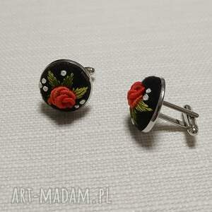 Ręcznie haftowane spinki do mankietów POLO, haft brazylijski