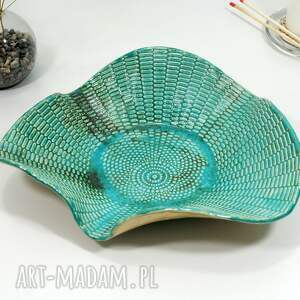 Prezent Duża misa dekoracyjna - turkusowa muszla, ceramiczna