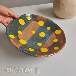 ceramiczna patera w grochy na owoce, ceramika prezent, dekoracja stołu