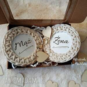 Podkładka pod kubek, Mąż, Żona, zestaw 2 szt - na prezent