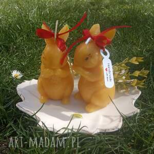 swiece wielkanocne 2 szt, świeca zajączek, króliczek wosku pszczelego