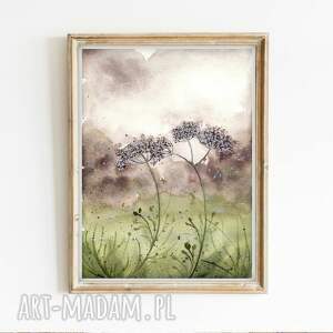 A5. Akwarela, zachód, obraz, łąka