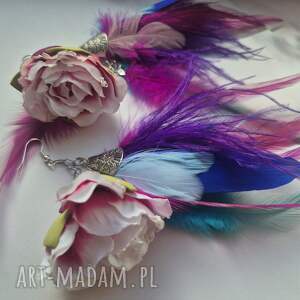ruda klara kolczyki kolorowe pióra boho bardzo spektakularna niezwykle widoczne