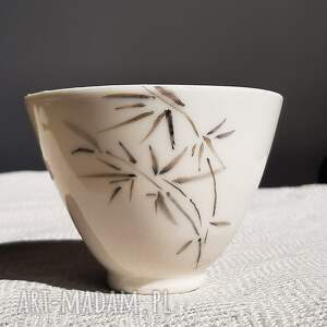 ręczne wykonanie kubki czarka - młody bambus - porcelanowa czarka do herbaty. Porcelana