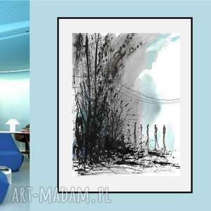 Grafika z cyklu Lazurowe drżenia 30cm x 40cm, błękitne nastroje, a3