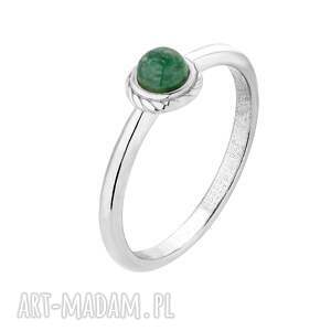 srebrny pierścionek z kamienieniem naturalnym awenturyn zielony