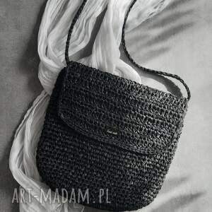 handmade torebki torebka z rafii w czarnym kolorze