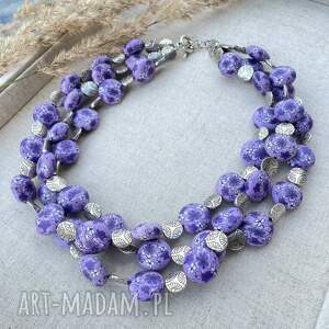 Naszyjnik z kolorowych korali FIMO c1287F, fioletowy