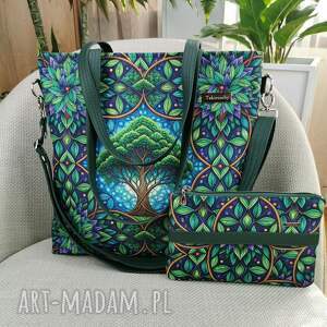 Prezent Torebka damska shopperka z kosmetyczką miejska na ramę