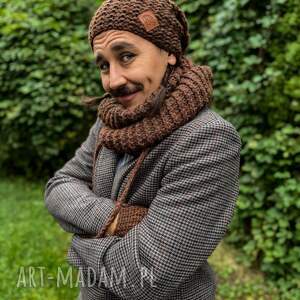 Męska czapka MERINO Neverland “Brąz” podszewka JEDWAB