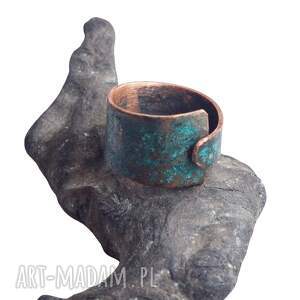 pierścionek z patynowanej miedzi /10/, biżuteria miedziana